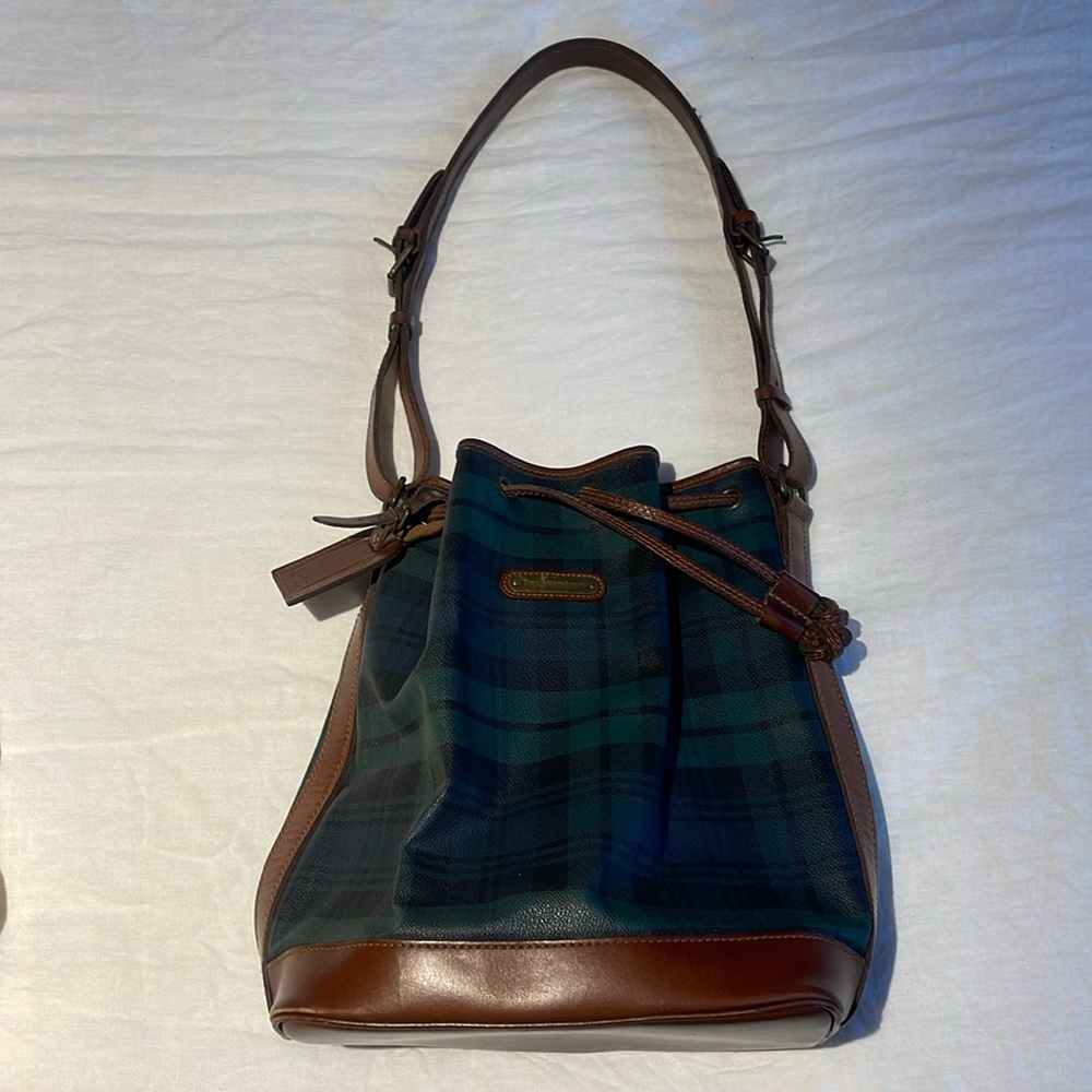Vintage Ralph Lauren tartan leather bag